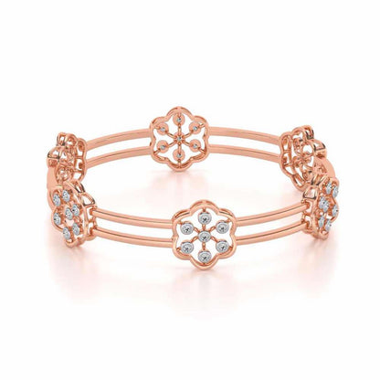 Phool Silver Bangles - Rose Gold - Image 2