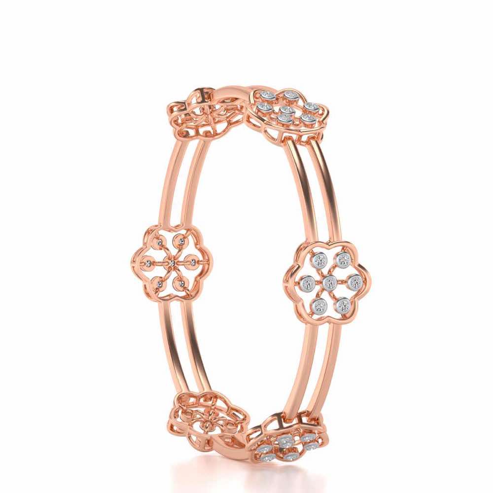 Phool Silver Bangles - Rose Gold - Image 3
