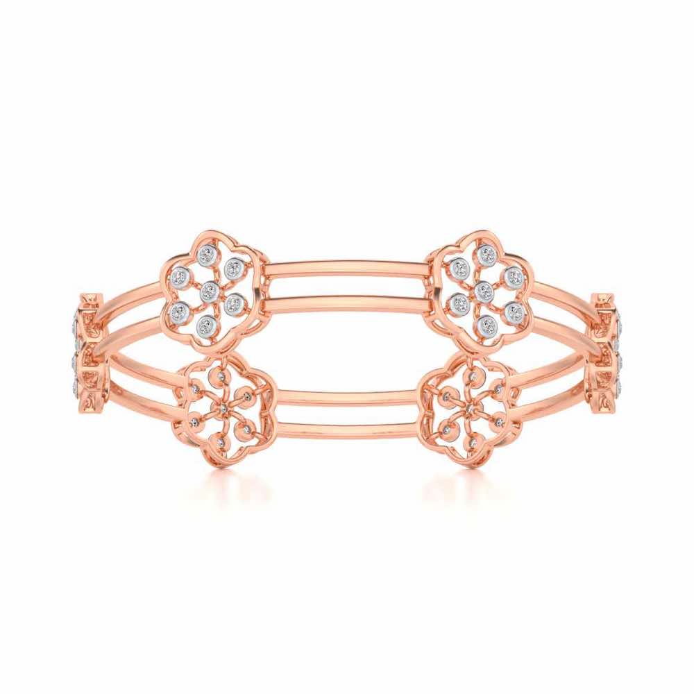 Phool Silver Bangles - Rose Gold - Image 4