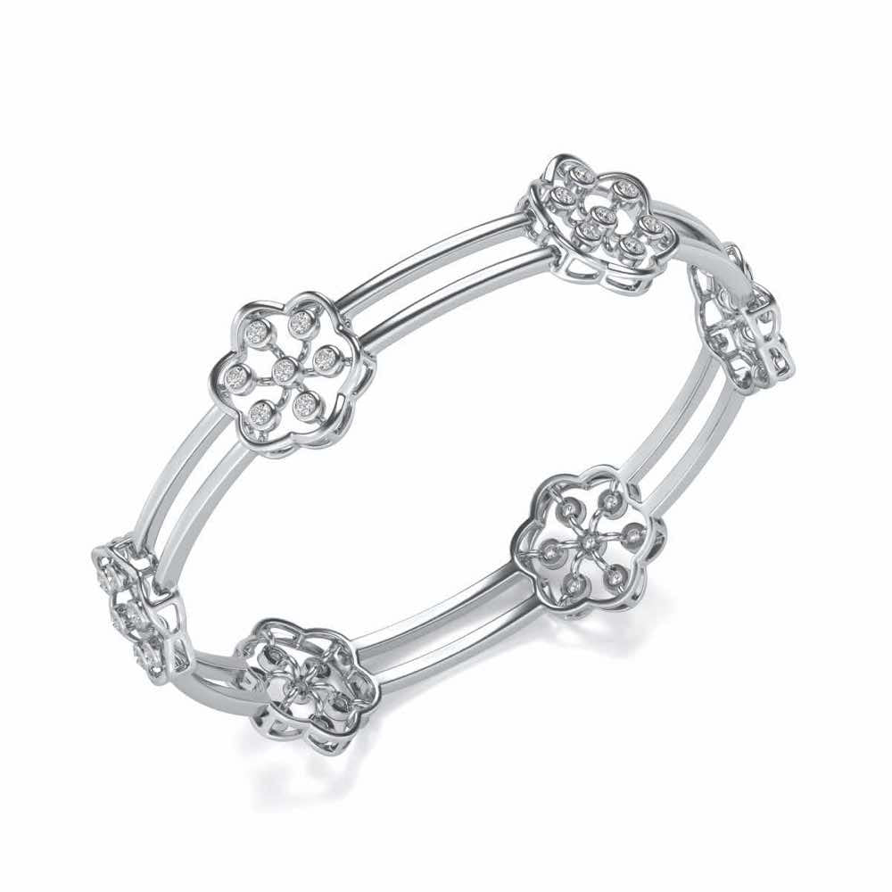 Phool Silver Bangles - White Gold - Image 1