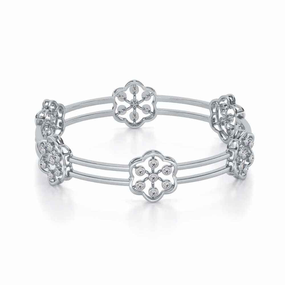 Phool Silver Bangles - White Gold - Image 2