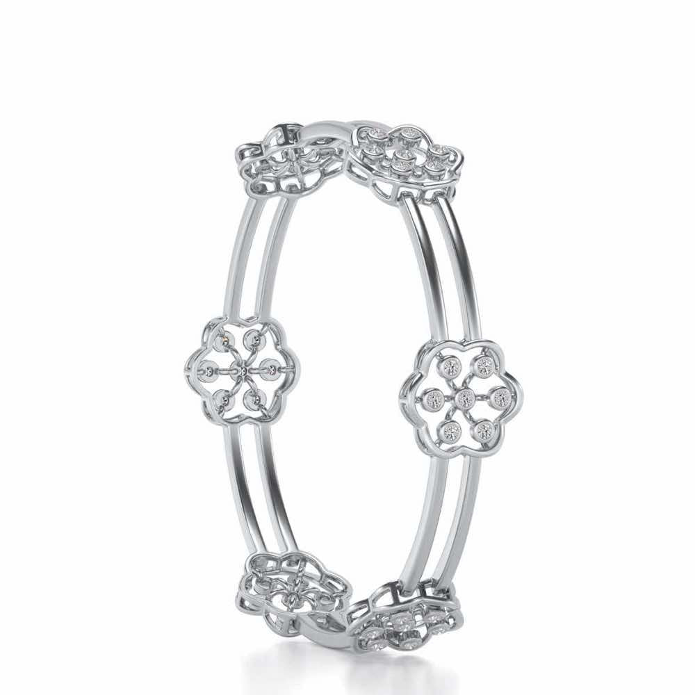 Phool Silver Bangles - White Gold - Image 3