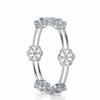 Phool Silver Bangles - White Gold - Image 3