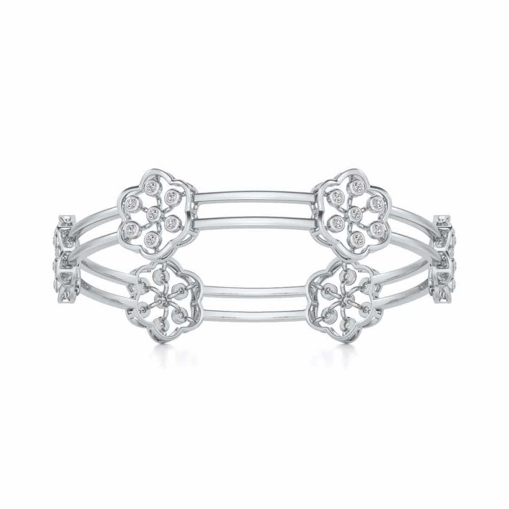 Phool Silver Bangles - White Gold - Image 4