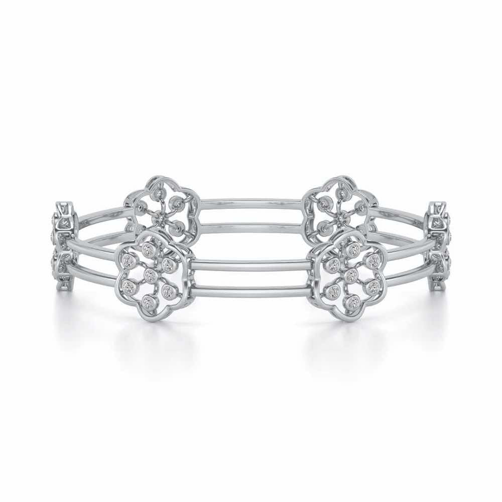 Phool Silver Bangles - White Gold - Image 5