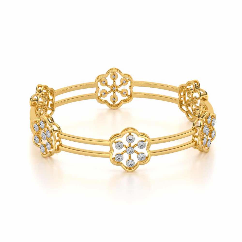 Phool Silver Bangles - Yellow Gold - Image 2