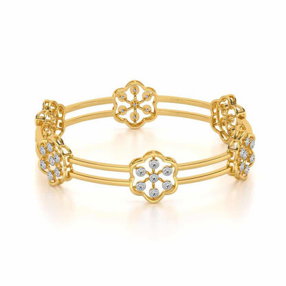 Phool Silver Bangles - Yellow Gold - Image 2