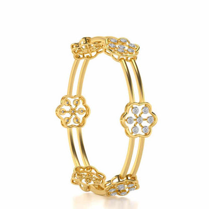 Phool Silver Bangles - Yellow Gold - Image 3