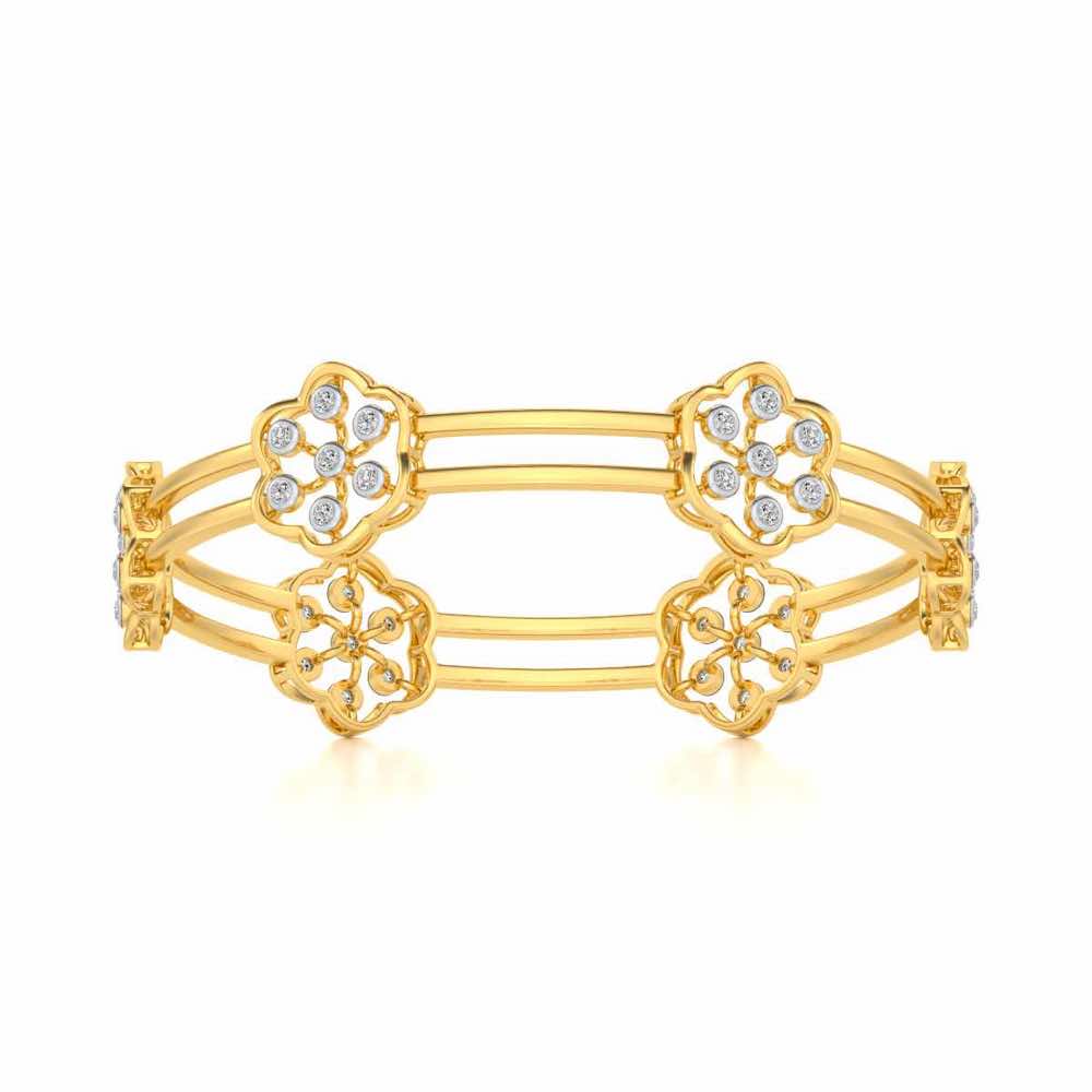 Phool Silver Bangles - Yellow Gold - Image 4
