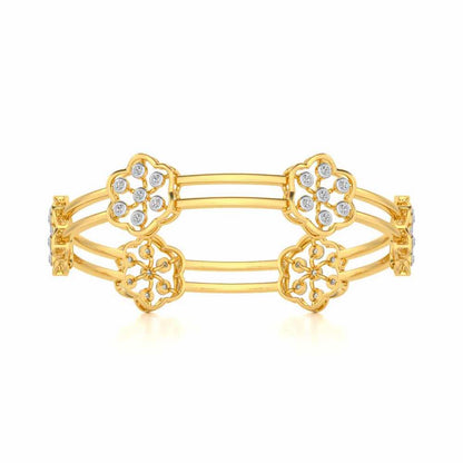 Phool Silver Bangles - Yellow Gold - Image 4