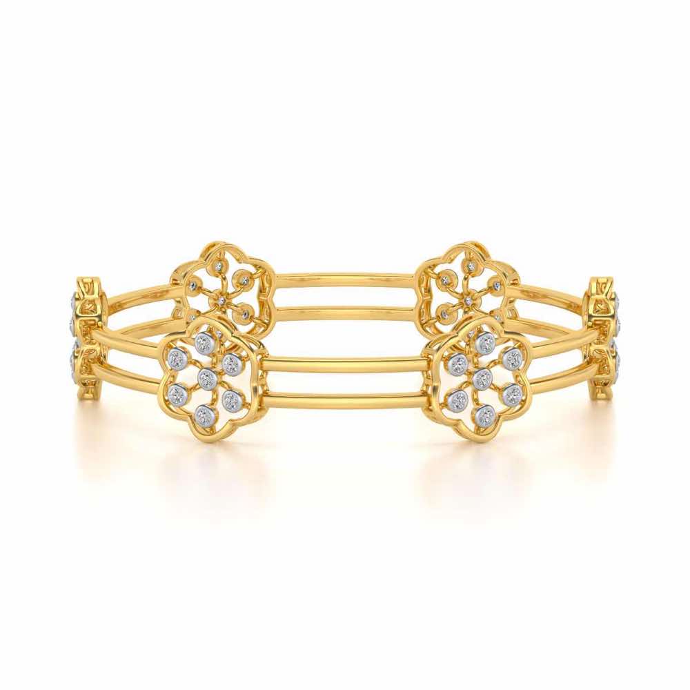 Phool Silver Bangles - Yellow Gold - Image 5