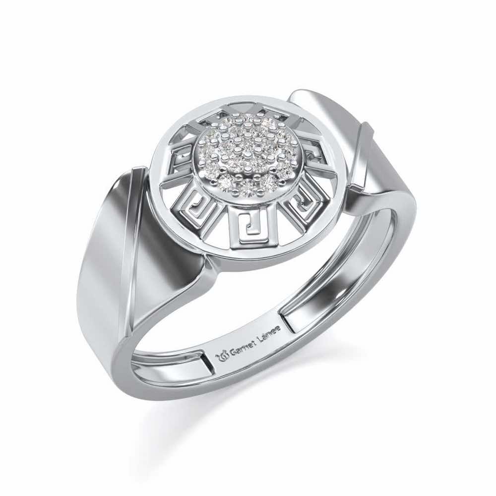 Pinnacle Silver Ring For Men - White Gold - Image 1