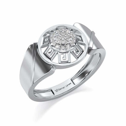 Pinnacle Silver Ring For Men - White Gold - Image 1