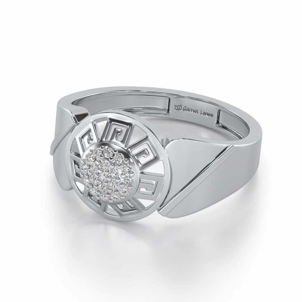 Pinnacle Silver Ring For Men - White Gold - Image 2