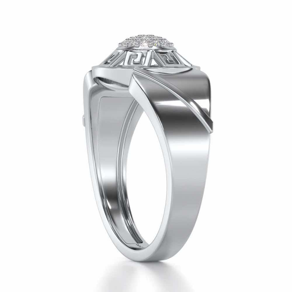 Pinnacle Silver Ring For Men - White Gold - Image 3