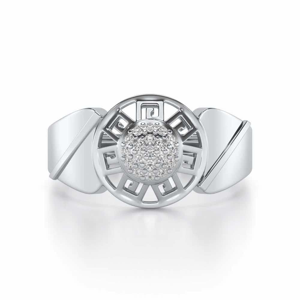 Pinnacle Silver Ring For Men - White Gold - Image 4