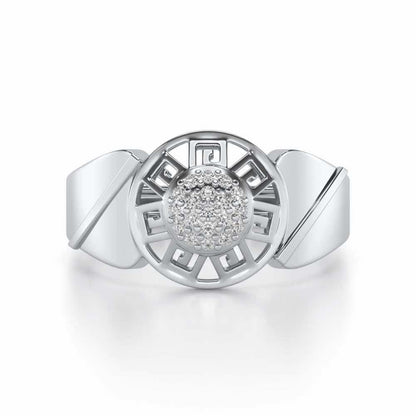 Pinnacle Silver Ring For Men - White Gold - Image 4