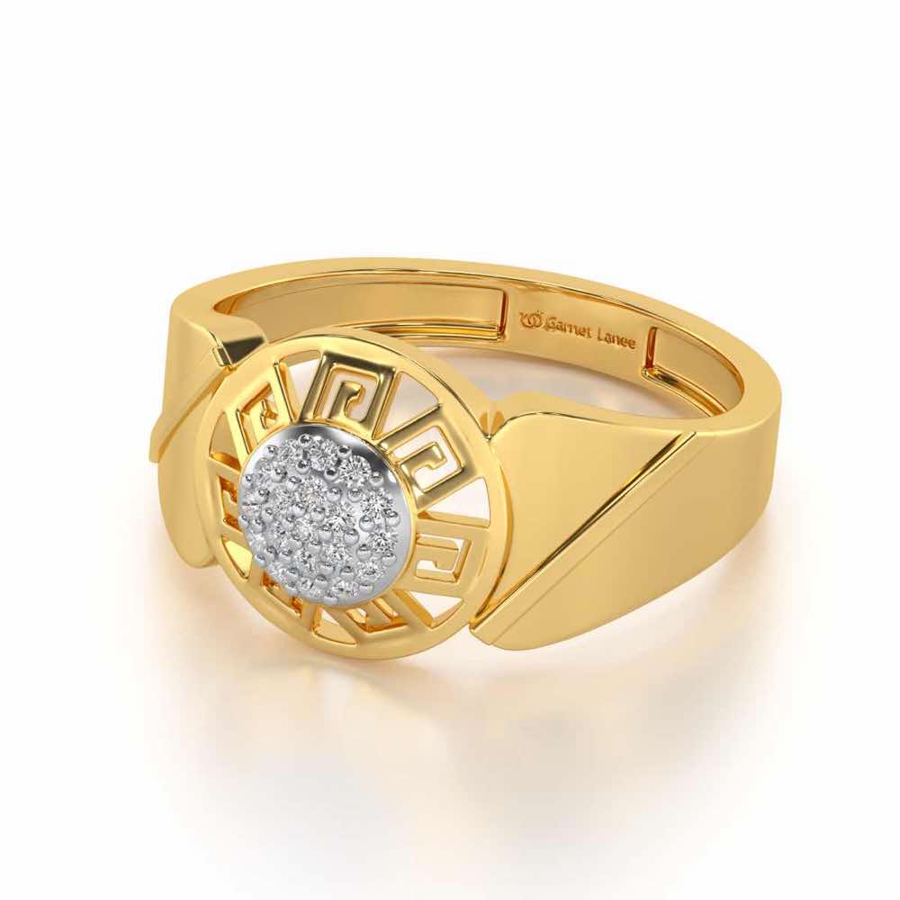 Pinnacle Silver Ring For Men - Yellow Gold - Image 2