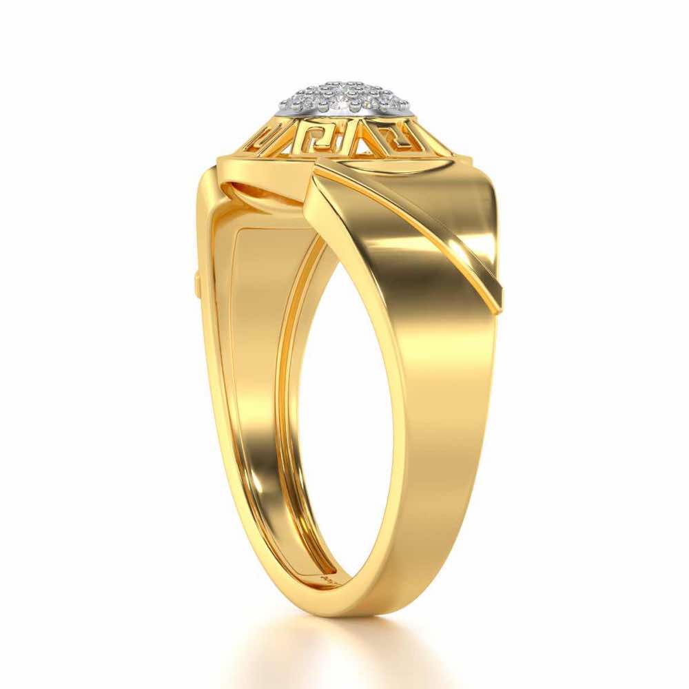 Pinnacle Silver Ring For Men - Yellow Gold - Image 3