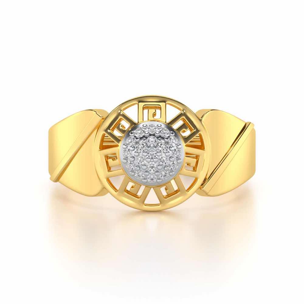 Pinnacle Silver Ring For Men - Yellow Gold - Image 4