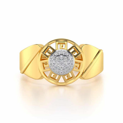 Pinnacle Silver Ring For Men - Yellow Gold - Image 4