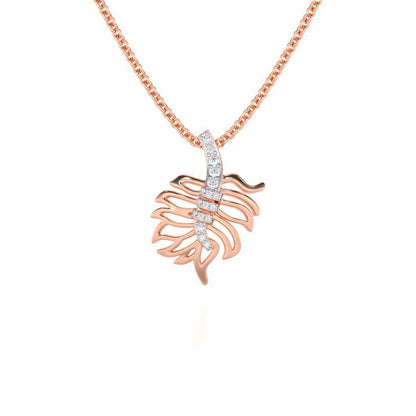 Pinnacle Leaf Silver Pendant - Rose Gold - Image 1