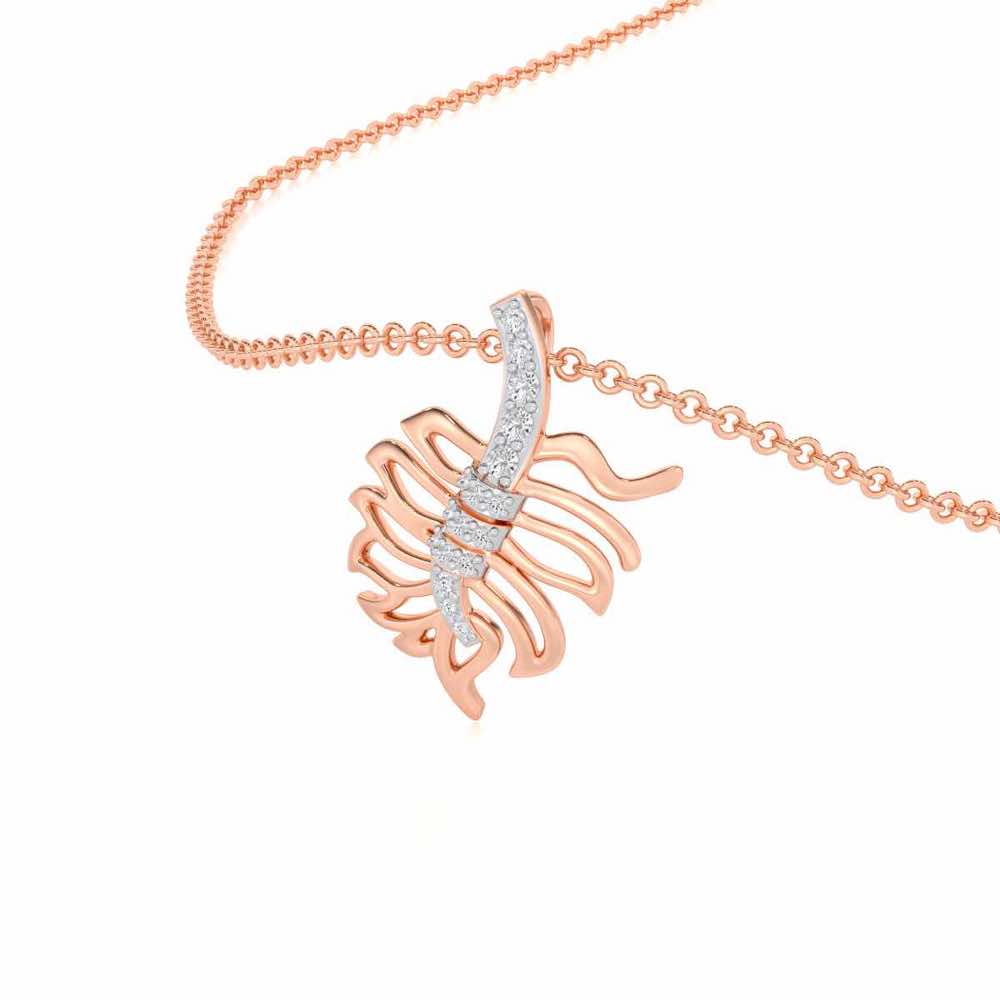 Pinnacle Leaf Silver Pendant - Rose Gold - Image 2