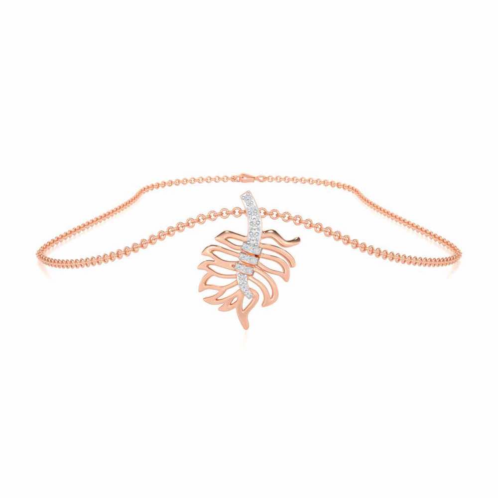 Pinnacle Leaf Silver Pendant - Rose Gold - Image 3