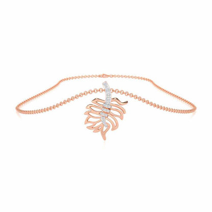 Pinnacle Leaf Silver Pendant - Rose Gold - Image 3