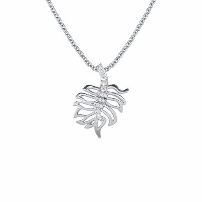 Pinnacle Leaf Silver Pendant - White Gold - Image 1