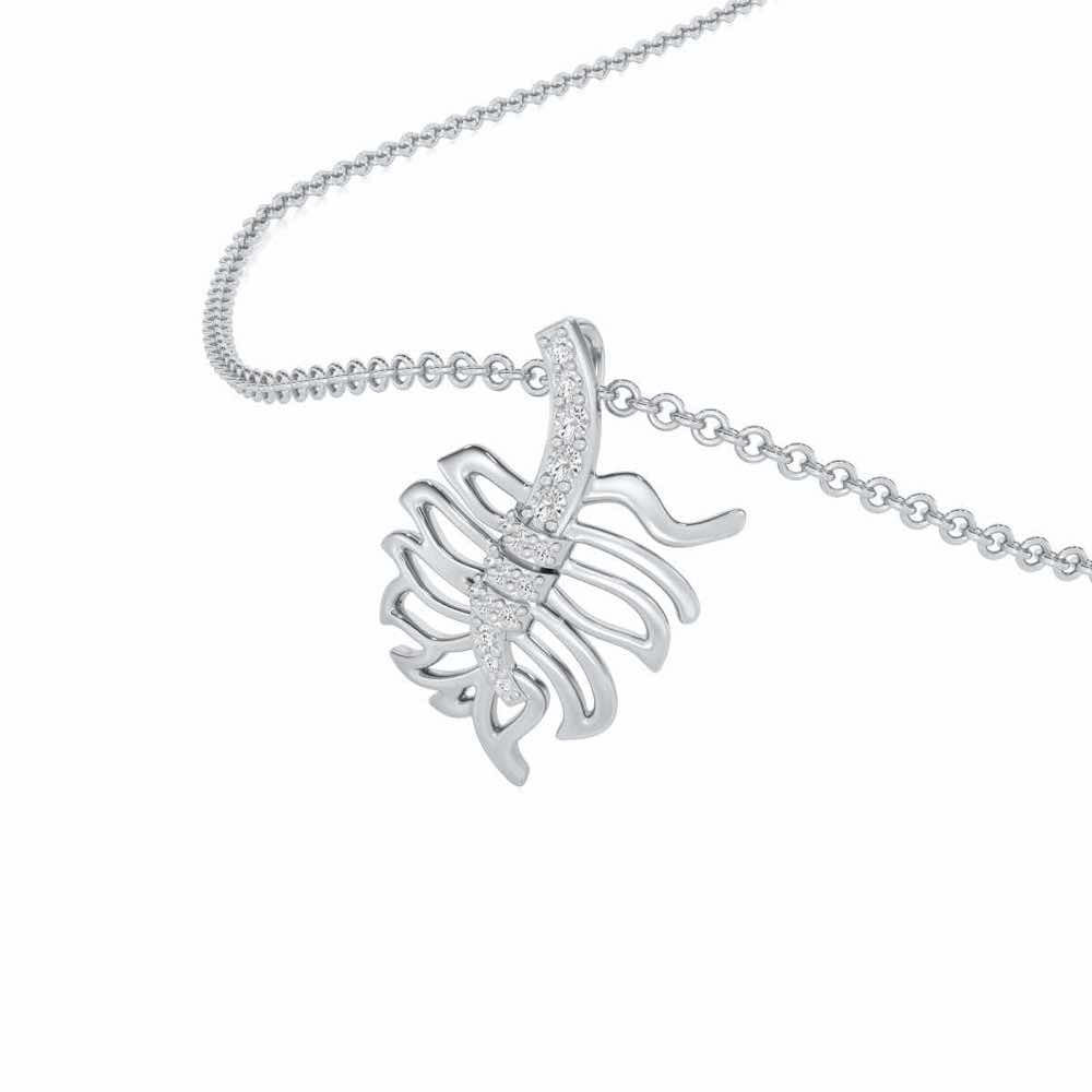 Pinnacle Leaf Silver Pendant - White Gold - Image 2