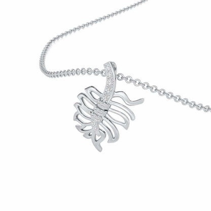 Pinnacle Leaf Silver Pendant - White Gold - Image 2