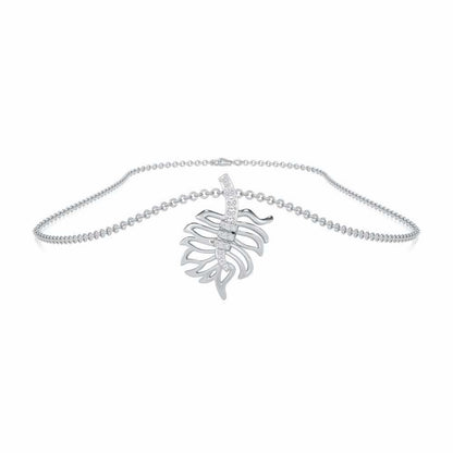Pinnacle Leaf Silver Pendant - White Gold - Image 3