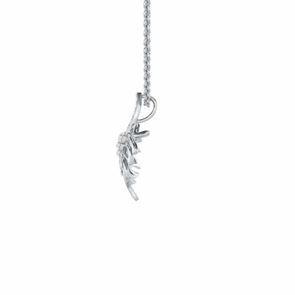 Pinnacle Leaf Silver Pendant - White Gold - Image 4