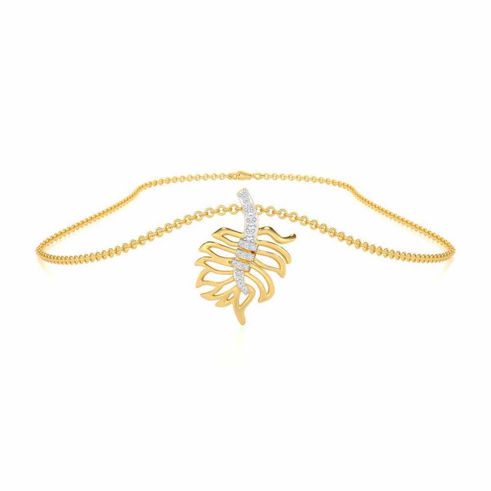 Pinnacle Leaf Silver Pendant - Yellow Gold - Image 3