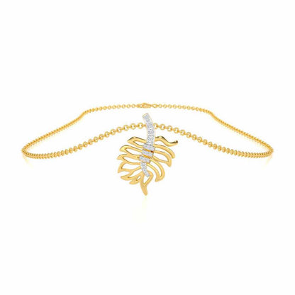Pinnacle Leaf Silver Pendant - Yellow Gold - Image 3