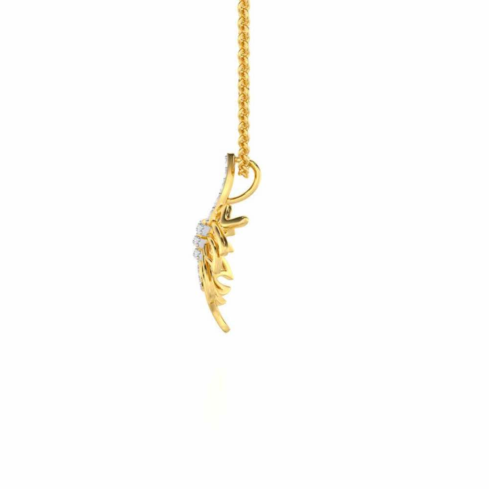 Pinnacle Leaf Silver Pendant - Yellow Gold - Image 4