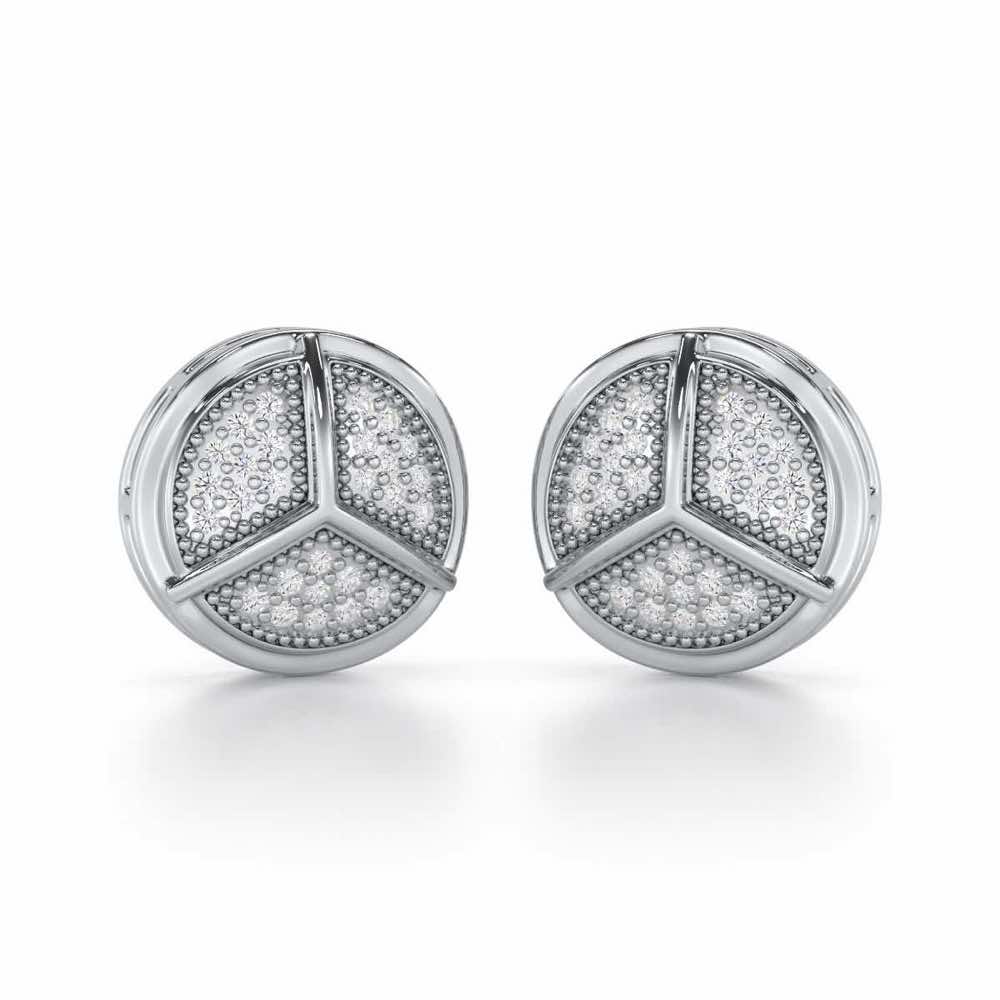 Pinwheel Bright Silver Earrings - White Gold - Image 1