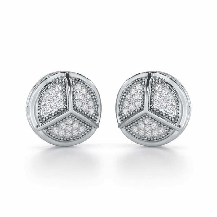 Pinwheel Bright Silver Earrings - White Gold - Image 1