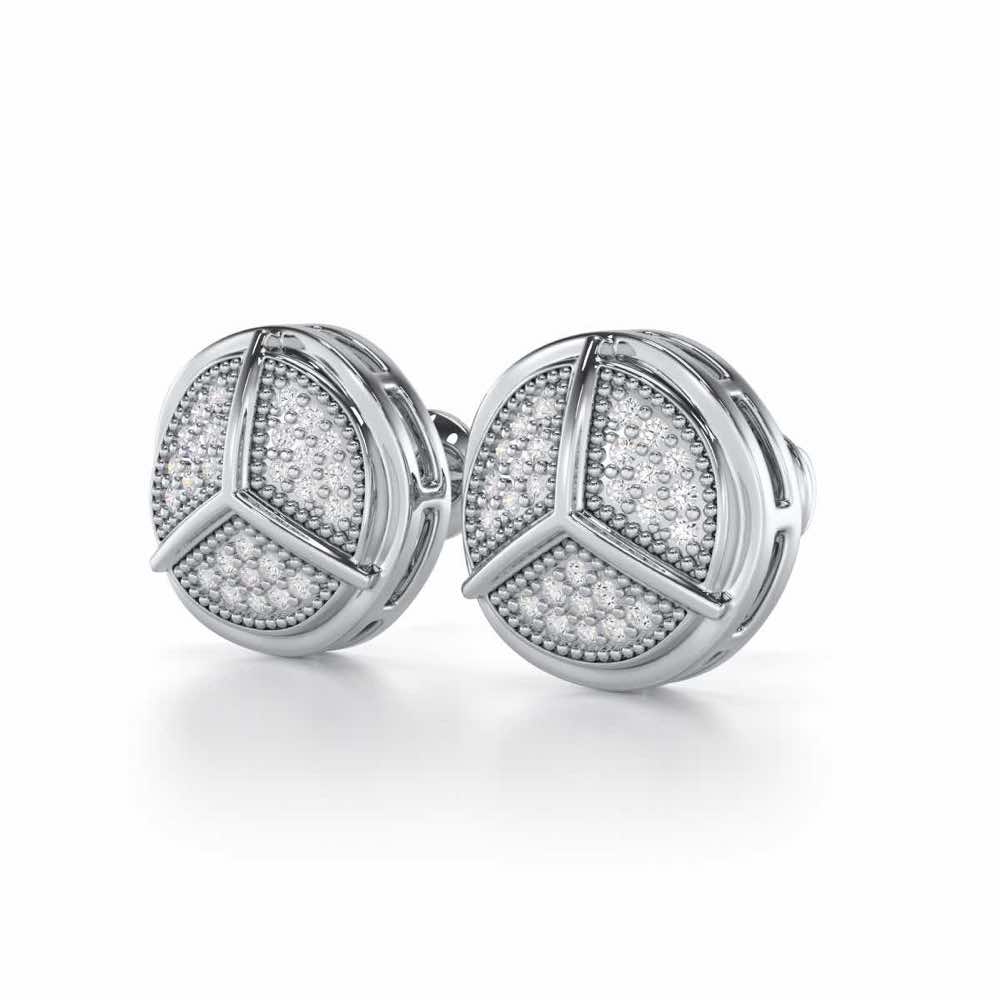 Pinwheel Bright Silver Earrings - White Gold - Image 3