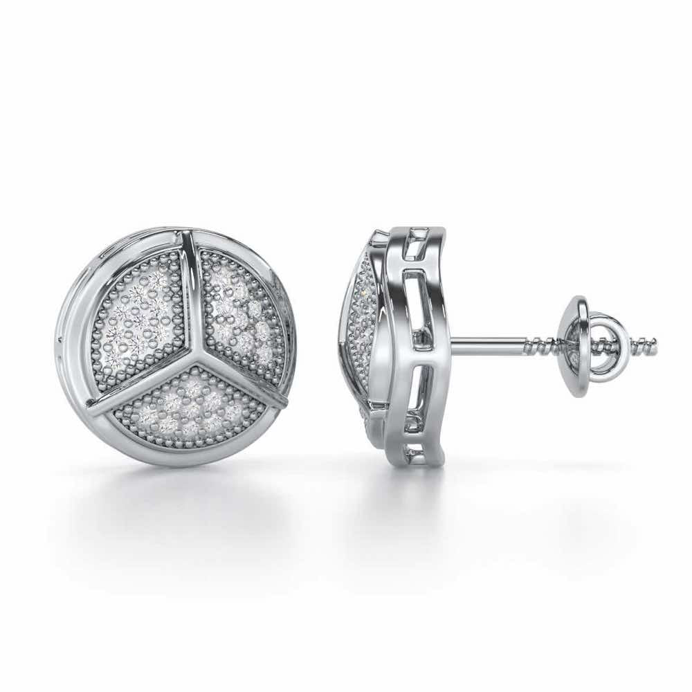 Pinwheel Bright Silver Earrings - White Gold - Image 4