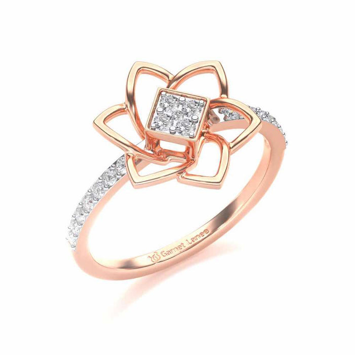 Pinwheel Flower Silver Ring - Rose Gold - Image 1