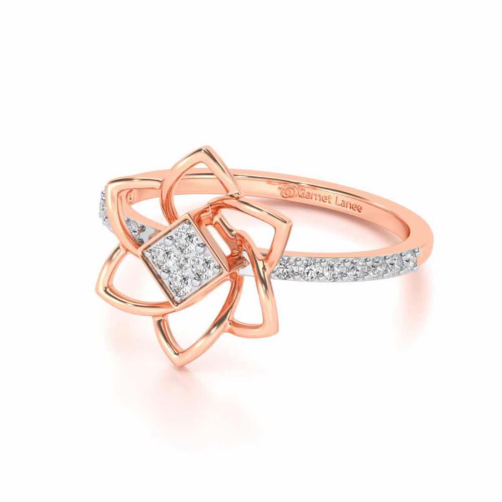 Pinwheel Flower Silver Ring - Rose Gold - Image 2