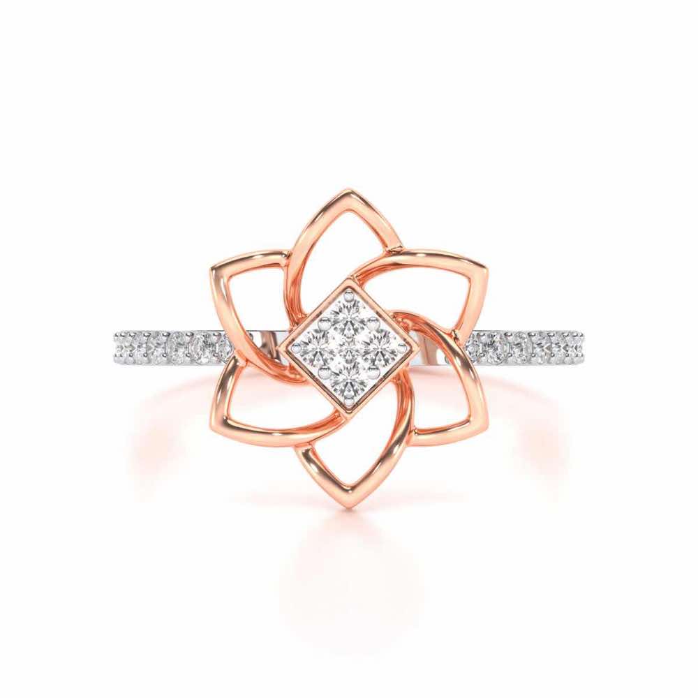 Pinwheel Flower Silver Ring - Rose Gold - Image 4