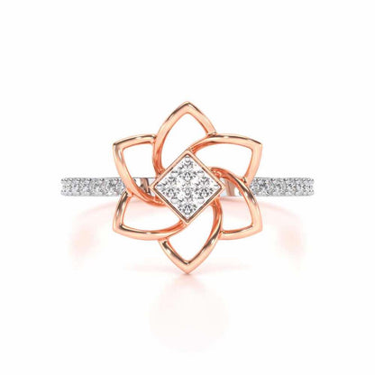 Pinwheel Flower Silver Ring - Rose Gold - Image 4
