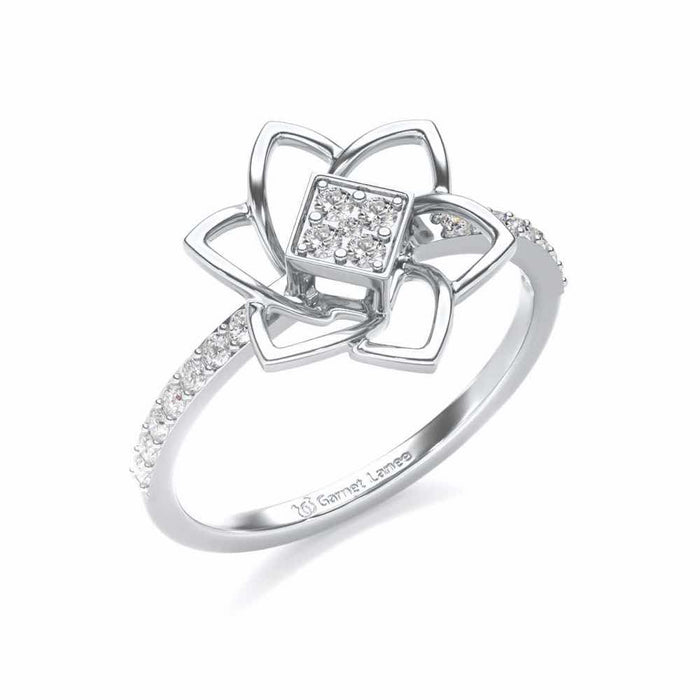 Pinwheel Flower Silver Ring - White Gold - Image 1