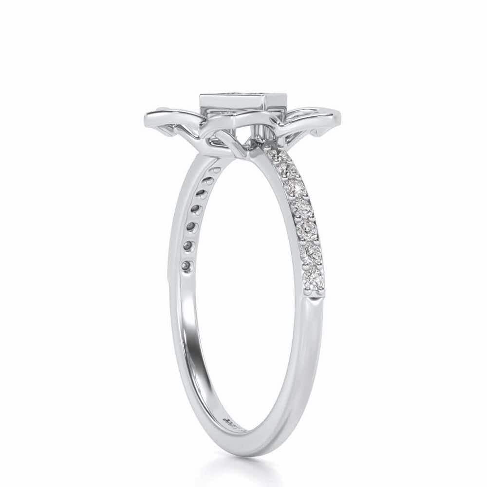 Pinwheel Flower Silver Ring - White Gold - Image 3