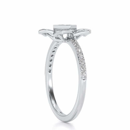Pinwheel Flower Silver Ring - White Gold - Image 3