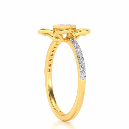 Pinwheel Flower Silver Ring - Yellow Gold - Image 3