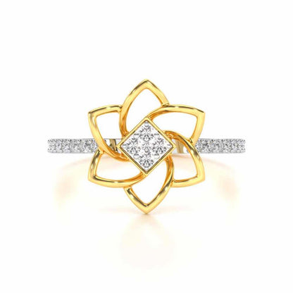 Pinwheel Flower Silver Ring - Yellow Gold - Image 4